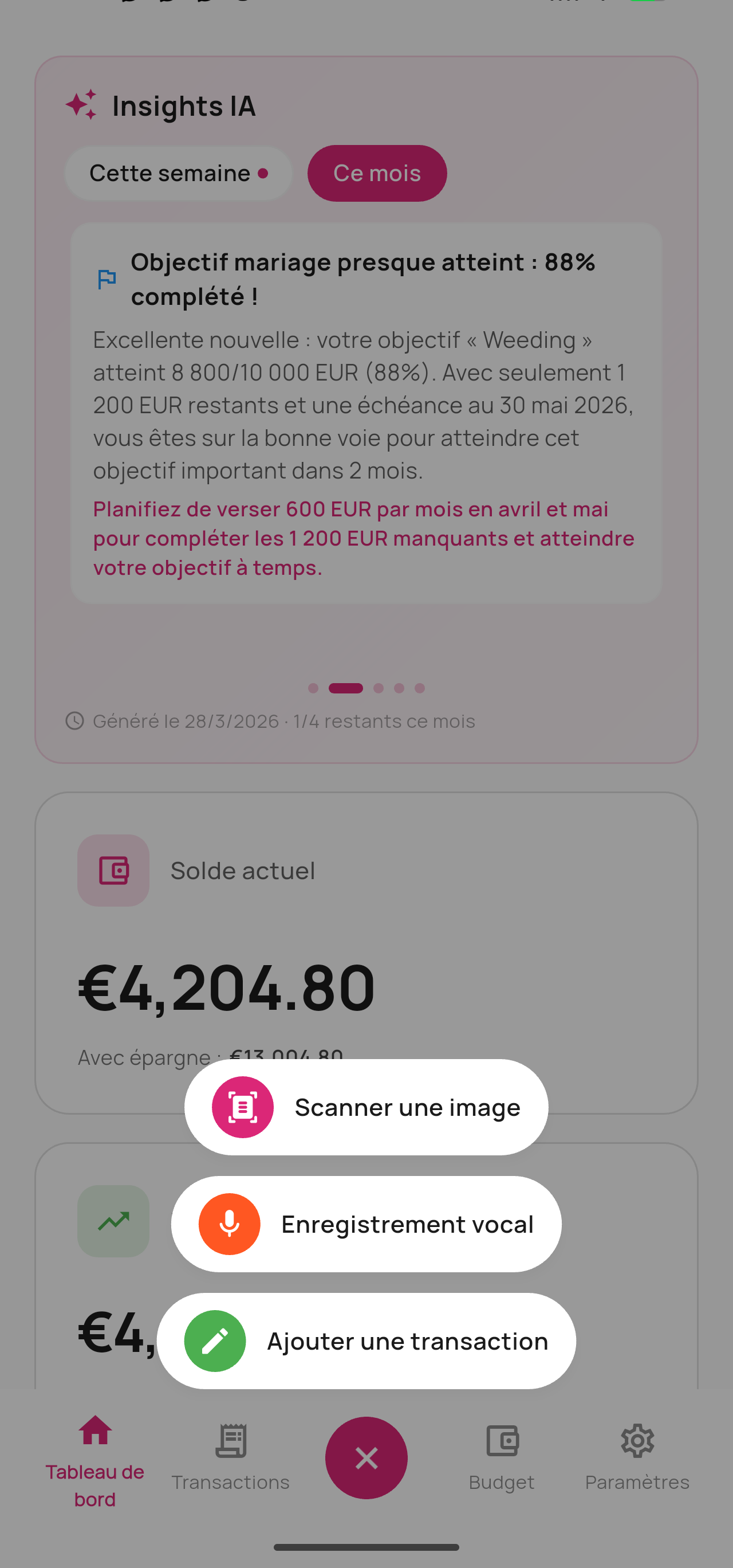 Écran Enregistrements Intelligents